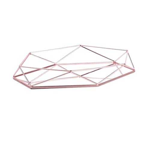 CUDVOLHTU Schmuckdisplay aus Metall und Glas, Gold, Teller, geometrisches Tablett, Aufbewahrungsschale for Ringe(Rose Gold) von CUDVOLHTU