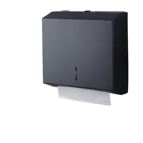 CUDVOLHTU Schwarze Papierhandtuchbox, Papierhandtuchhalter Aus Edelstahl 304 Mit Diebstahlschutz Und Schlüsselschloss(Black-Glue) von CUDVOLHTU