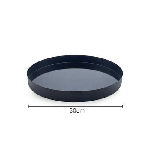 CUDVOLHTU Schwarzes Spiegelglastablett, Metalltabletts, Dekorative Aufbewahrung, Kosmetik-Organizer(B 30cm) von CUDVOLHTU