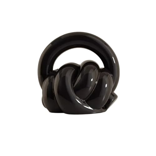 CUDVOLHTU Serviettenhalter aus Keramik, Seilknoten, Wohnzimmer, Schlafzimmer, Schreibtisch-Ornament, Taschentuchbox(Black) von CUDVOLHTU
