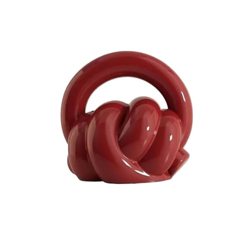 CUDVOLHTU Serviettenhalter aus Keramik, Seilknoten, Wohnzimmer, Schlafzimmer, Schreibtisch-Ornament, Taschentuchbox(Red) von CUDVOLHTU
