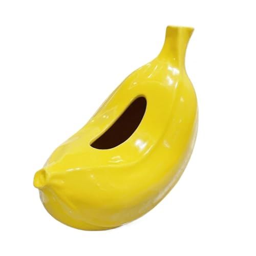CUDVOLHTU Taschentuchbox-Halter in Bananenblattform aus Keramik, kompatibel mit Wohnzimmer-Teetisch-Ornament, Seidenpapier-Box-Abdeckung(Yellow) von CUDVOLHTU
