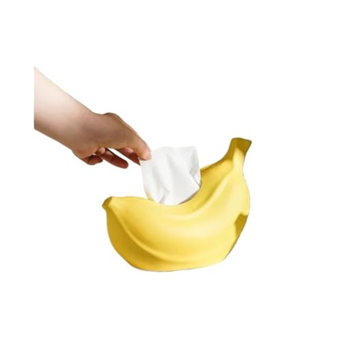 CUDVOLHTU Taschentuchbox-Halter in Bananenblattform aus Keramik, kompatibel mit Wohnzimmer-Teetisch-Ornament, Seidenpapier-Box-Abdeckung(Yellow-Spray Paint) von CUDVOLHTU