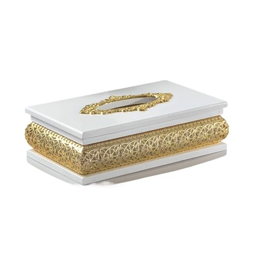 CUDVOLHTU Taschentuchbox aus Metall in Gold/Silber, Serviettenhalter aus Holz, hohl um das Taschentuch ZJH005(Gold) von CUDVOLHTU