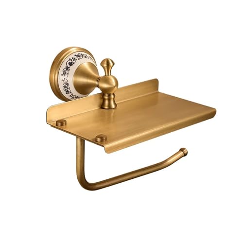 CUDVOLHTU Toilettenpapierhalter aus antikem Messing, Halterung aus gebürstetem Gold, Toilettenpapierhalter mit EL86W(3186W) von CUDVOLHTU