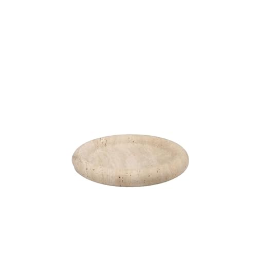 CUDVOLHTU Travertin-Service-Tablett, Badezimmer-Schminktisch, Tablett aus natürlichem gelbem Lochstein,(20cm) von CUDVOLHTU
