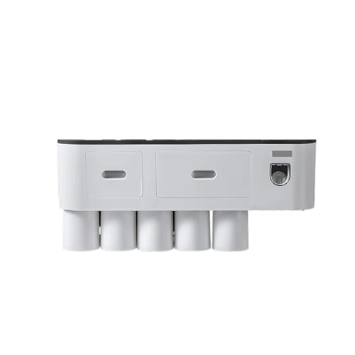 CUDVOLHTU Zahnbürsten-Aufbewahrungsregal, magnetisches Adsorptions-Aufbewahrungsregal mit automatischem Quetschmechanismus for Zahnpasta(BLACK-5CUP) von CUDVOLHTU