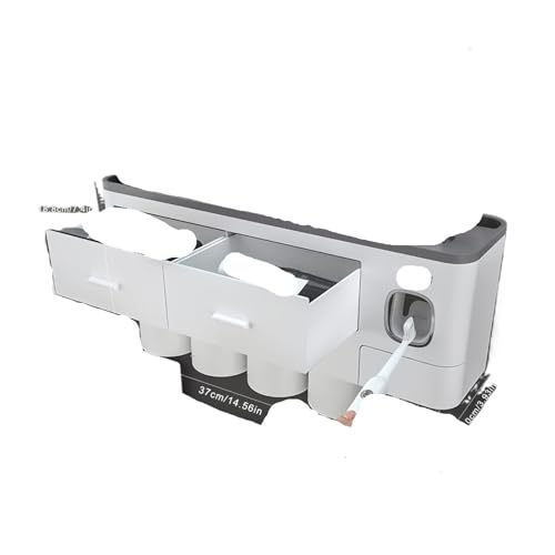 CUDVOLHTU Zahnbürstenhalter zur Wandmontage ohne Bohren – 2-in-1-Badezimmer-Organizer mit Zahnpasta(Four Cups) von CUDVOLHTU