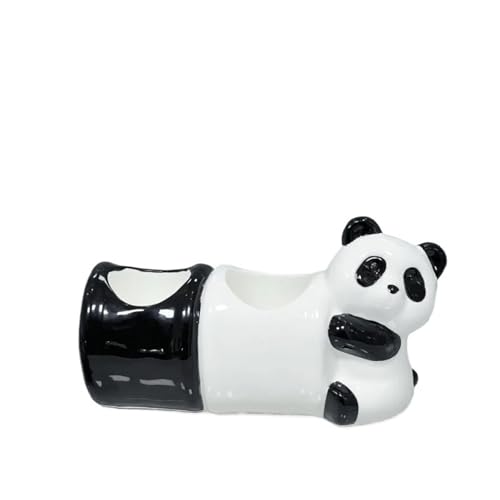CUDVOLHTU Zahnbürstenständer aus Keramik, Panda Elektrische Zahnbürste Zahnpasta Aufbewahrungsständer(2 Holes Black) von CUDVOLHTU