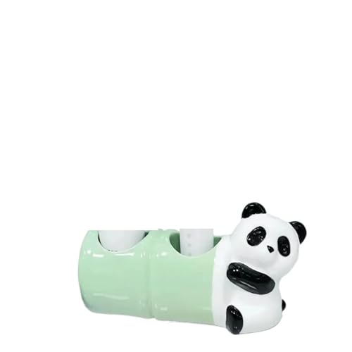 CUDVOLHTU Zahnbürstenständer aus Keramik, Panda Elektrische Zahnbürste Zahnpasta Aufbewahrungsständer(2 Holes Green) von CUDVOLHTU