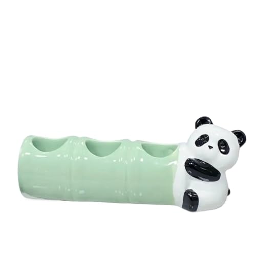 CUDVOLHTU Zahnbürstenständer aus Keramik, Panda Elektrische Zahnbürste Zahnpasta Aufbewahrungsständer(3 Holes Green) von CUDVOLHTU