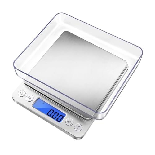 Digitale Küchenwaage 500/1 kg/2 kg/3 kg Kleine Schmuckwaage Lebensmittelwaage Digitales Gewicht in Gramm und Unzen Digitale Grammwaage(0.01g 500g) von CUDVOLHTU