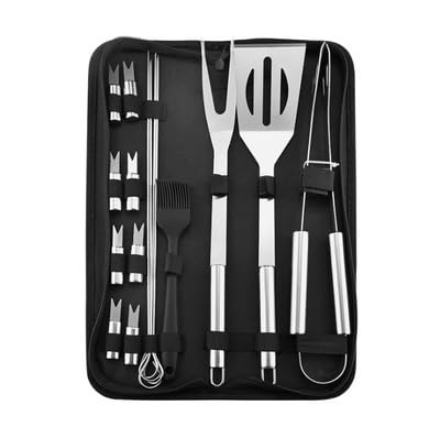 Edelstahl-Ofen-Set, Grill-Kombinationswerkzeug, Outdoor-BBQ-Grill, Grill-Set, Aufbewahrung, tragbare Stofftasche, Backwerkzeug(16-Piece Set) von CUDVOLHTU