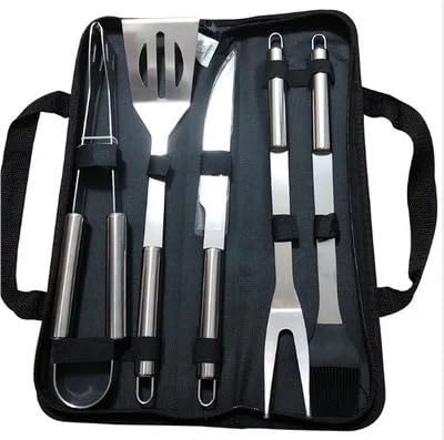 Edelstahl-Ofen-Set, Grill-Kombinationswerkzeug, Outdoor-BBQ-Grill, Grill-Set, Aufbewahrung, tragbare Stofftasche, Backwerkzeug(5-Piece Set) von CUDVOLHTU