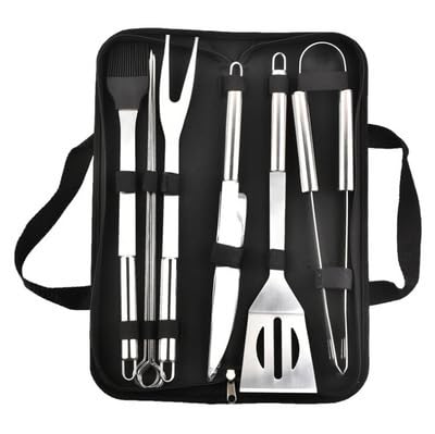 Edelstahl-Ofen-Set, Grill-Kombinationswerkzeug, Outdoor-BBQ-Grill, Grill-Set, Aufbewahrung, tragbare Stofftasche, Backwerkzeug(9-Piece Set) von CUDVOLHTU
