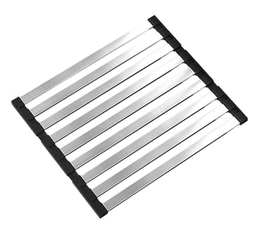 Faltbares Abtropfgestell, Tragbares Abtropfgestell Aus Edelstahl 304 for Küchenspüle, Filterregal for Obst- Und Gemüsegerichte(50X32.5CM) von CUDVOLHTU
