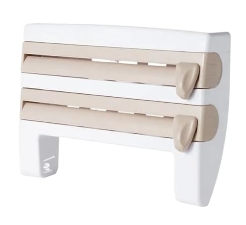 Frischhaltefolienschneider, Küchenfolienspender, Folien-Organizer, for Schubladen, Türen, Schränke, Sandwichbeutel, Verpackung, Restaurant, Speisekammer(Dark Khaki) von CUDVOLHTU