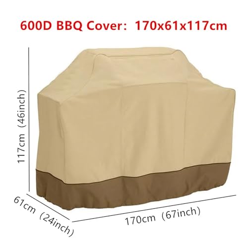 Grillabdeckung aus 600D Oxford-Stoff, wasserdicht, regengeschützt, kompatibel mit Weber Heavy Duty Grillabdeckung, UV-beständiger Grill for den Außenbereich(600D 170x61x117cm) von CUDVOLHTU