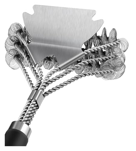 Grillbürste mit Schaber, borstenfrei, for Grillrost im Freien, Grillreinigungsbürste for Porzellan-/Gas-/Holzkohlegrill von CUDVOLHTU
