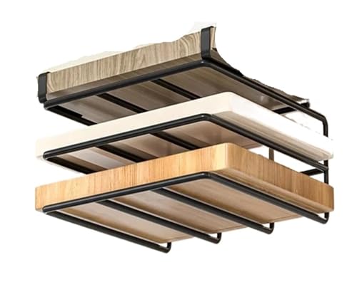 Hängendes Küchenregal aus Edelstahl, mit Haken for Papierhandtücher, Lappen, Schneidebrett, Topf, Deckel, Lagerregal(Black Double layer) von CUDVOLHTU