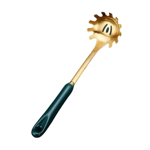 Keramik Griff Spachtel Suppe Löffel Edelstahl Hause Kochen Werkzeug Set Sieb Küche(Pasta spoon) von CUDVOLHTU