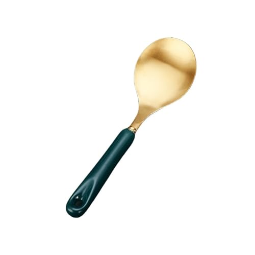 Keramik Griff Spachtel Suppe Löffel Edelstahl Hause Kochen Werkzeug Set Sieb Küche(Rice spoon) von CUDVOLHTU