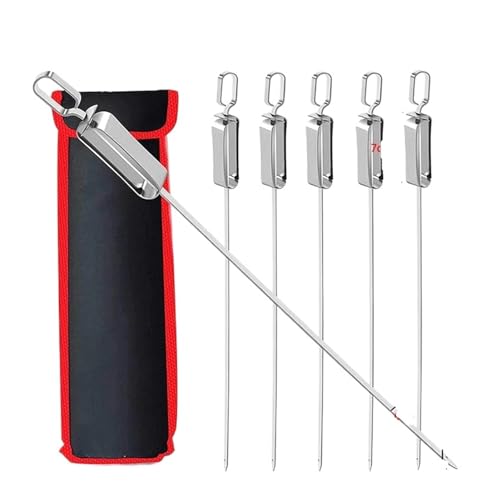 Kompatibel mit LMETJMA 17 Zoll Kabob-Spieße for Grillen, Edelstahl, flach, BBQ mit Schnellverschluss, Metall-Schiebegriff JT45(41cm) von CUDVOLHTU
