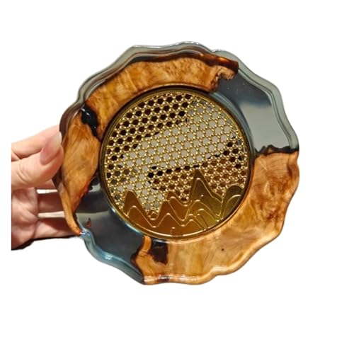 Kreative Walnuss Harz Massivholz Harz, Mit Holz Tee Tablett Geschirr Kleine Moderne(15X15CM) von CUDVOLHTU