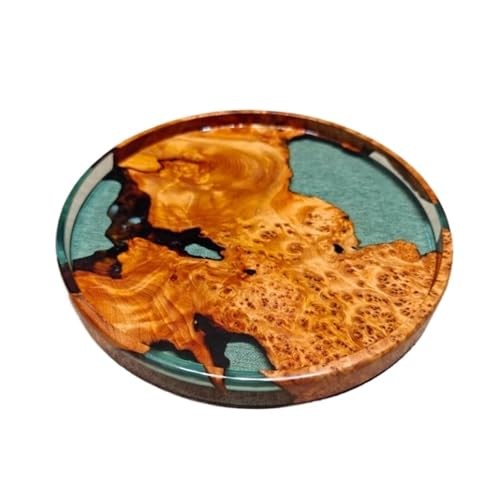 Kreative Walnuss Harz Massivholz Harz, Mit Holz Tee Tablett Geschirr Kleine Moderne(25X25CM) von CUDVOLHTU