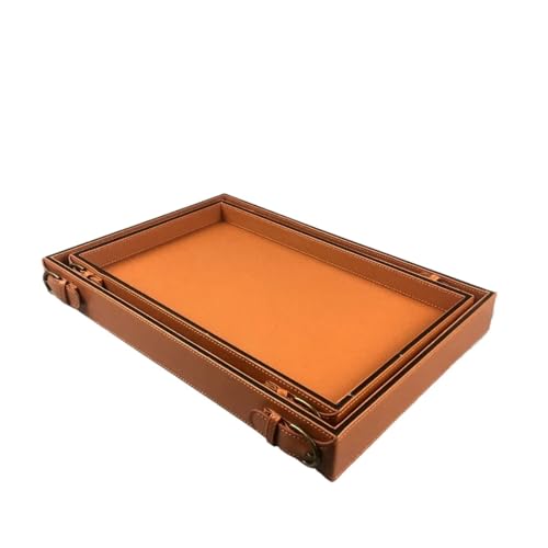 Ledertablett Creative Metalltablett, runder dekorativer Teller rechteckiges Zuhause(Black) von CUDVOLHTU