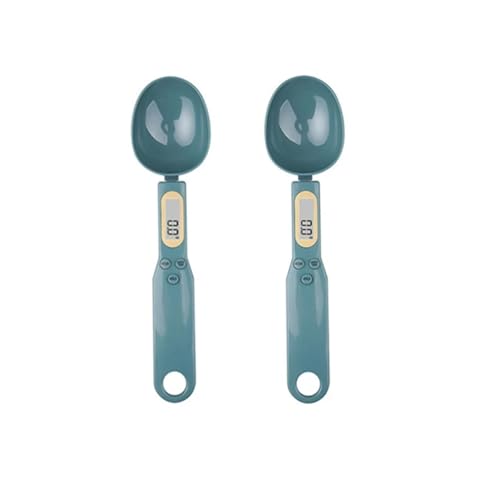 Mini-Löffelwaage, digitale Küchenwaage, elektronische LCD-Lebensmittelwaage, 0,1–500 g, Kochmehl, Milch, Kaffeepulver, Gewichtsmesslöffel(2PCS Emerald green) von CUDVOLHTU