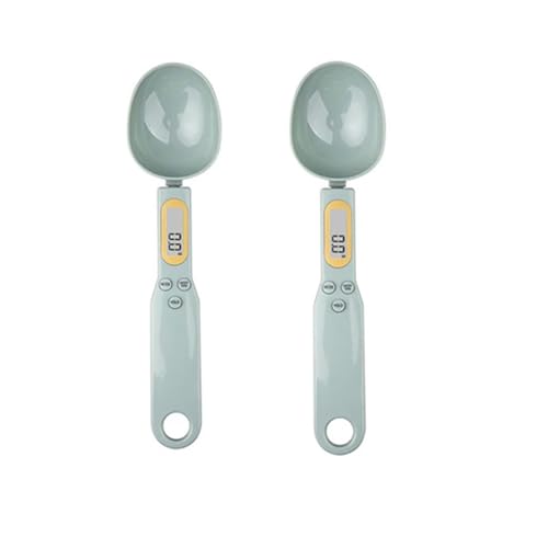 Mini-Löffelwaage, digitale Küchenwaage, elektronische LCD-Lebensmittelwaage, 0,1–500 g, Kochmehl, Milch, Kaffeepulver, Gewichtsmesslöffel(2PCS Light green) von CUDVOLHTU