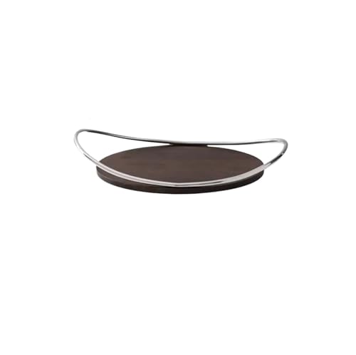 Ovales Tablett aus Edelstahl aus Holz, kreative Ablagefächer mit ovalem Griff aus Metall(1PCS Style B) von CUDVOLHTU