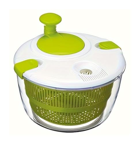 Salatschleuder, Salattrockner, großer Gemüsesalatmixer mit bequemem und einziehbarem Drücker und Bremsknopf von CUDVOLHTU