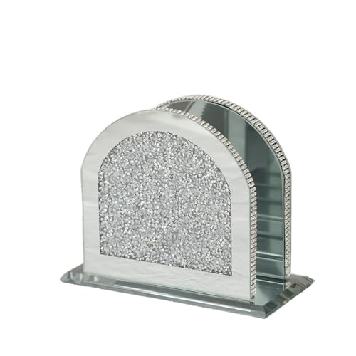 Serviettenhalter mit Spiegel, Kristall, zerkleinerter Diamant, vertikal, eleganter Serviettenhalter aus mit Spiegel(Light Silver) von CUDVOLHTU