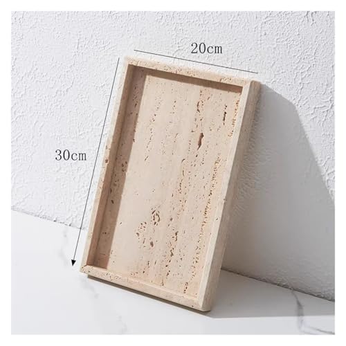 Tablett aus natürlichem Marmor, rechteckiges Schminktablett aus Stein, for Badezimmer, Küchentheke, 30 x 20 cm(Travertine Tray) von CUDVOLHTU