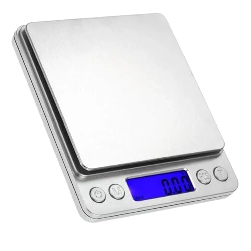 Taschenetui Digitalwaage Elektronische Gewichtswaage 3kg 0,1g / 500g 0,01g Schmuckwaage Lebensmittel Küchenwaage mit 2 Tabletts(Model of 500g 0.01g) von CUDVOLHTU