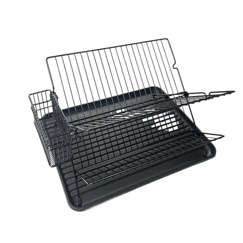 X-förmiges, doppellagiges, faltbares Küchenregal, Arbeitsplattenstil mit Abtropfwanne, Abtropffläche for die Wasserkontrolle(Stainless steel material (with water tray)) von CUDVOLHTU