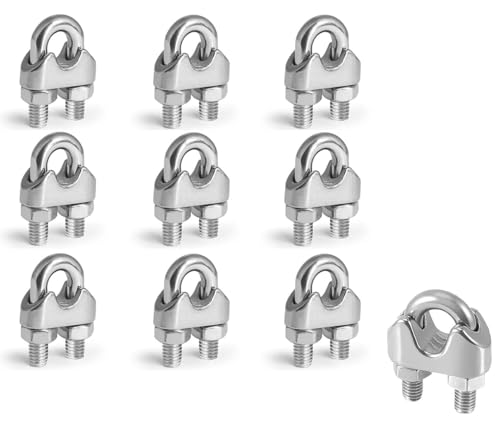 CUEMOON 10 Stück M5 Drahtseilklemmen aus Stahl 304, Drahtseilklemmen in U-Form für Bolzen in U-Form für Kabel Klemmen Draht Tuch, Gartenseil CUEMOON 10 Stück M5 Drahtseilklemmen aus Stahl 304, Drahtseilklemmen in U-Form für Bolzen in U-Form für Kabel Klemmen Draht Tuch, Gartenseil von CUEMOON