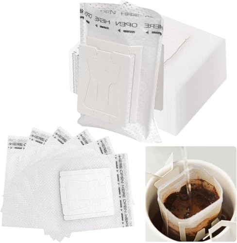 CUEMOON 100 Stück KaffeeFilter, Tragbare Kaffee-Papier-Filter Drip Coffee Bag mit Hängenden Ohr Filtertüten,Einweg Kaffee Tee Drip Filtertüten,für Tassen Home Office Camping Reisen von CUEMOON