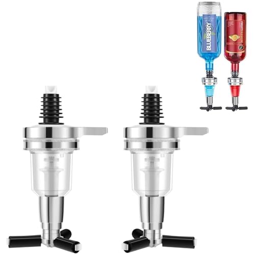 CUEMOON 2 Stück 45ml/1.5oz Schnapsspender Doppelkopf Dispenser Flaschenhalter, Getränkespender mit Zapfhahn Drink Dispenser,Bar Butler Ausgießer Spirituosen Dosierer für Flaschen,Spirituosen von CUEMOON