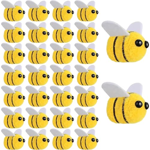 CUEMOON 36 Stück dekorative Filz Bienen, Plüsch Biene Embellishments, Mini Biene Ornamente Dekorationen, für Craft Dekoration DIY Kleidung Zubehör von CUEMOON