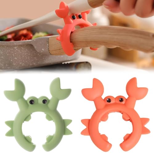 CUEMOON 4 Stück Krabben Spatelhalter, Krabbenform Silikon Spatelhalter, Nützlicher Küchenhelfer Coole Küchengadgets & Niedliche Küchenaccessoire von CUEMOON