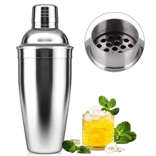 CUEMOON Bar Cocktail Shaker, 250ml Martini Shaker Drink Mixer mit eingebautem Sieb für Barkeeper,Edelstahl Barkeeper Shaker für Mixgetränke Margarita Alkohol Likör Barware Werkzeuge von CUEMOON