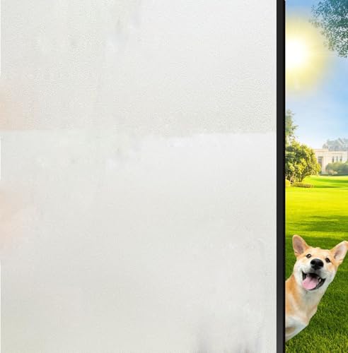 CUEMOON Fensterfolie selbsthaftend Blickdicht, Milchglasfolie Selbstklebend Fenster, Anti-UV Fensterschutzfolie für Büro, Badzimmer, 40 x 200cm von CUEMOON