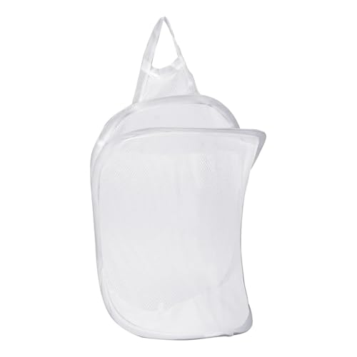 CUEMOON Hängender Wäschekorb, Faltbarer Mesh Laundry Basket Weiß Hänge Netzkorb Bewahren Zusammenklappbar Hängend Speicher Korb Wand-Wäschekörbe aus Mesh für Heim Hotel Reisen Schlafzimmer Badezimmer von CUEMOON