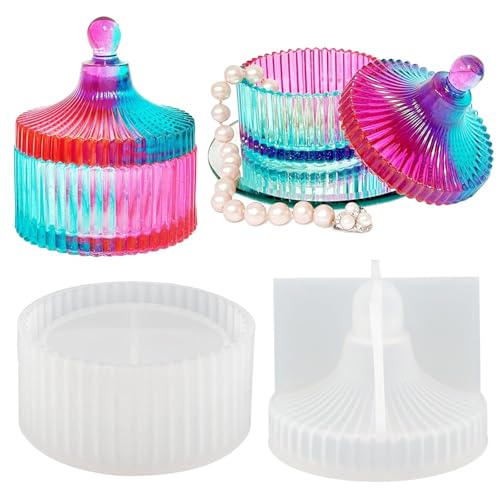 CUEMOON Silikonform Epoxidharz Aufbewahrungsbox Silikonform, Schmuckdose Harz Gießform Schale Epoxidharz Teelicht Kerzenhalter Form von CUEMOON