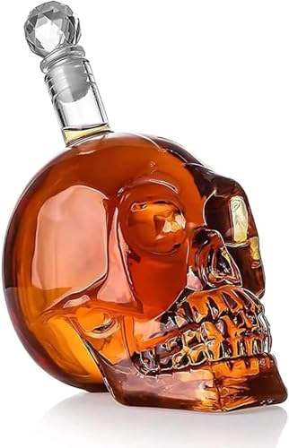 CUEMOON Whiskey Skull, Whiskey Karaffe Dekanter, Karaffe mit luftdichtem Glass Stopper, Skull Head Design, für Bar Party, Rum, Bourbon, Wodka, Tequila, 1000 ml CUEMOON Whiskey Skull, Whiskey Karaffe Dekanter, Karaffe mit luftdichtem Glass Stopper, Skull Head Design, für Bar Party, Rum, Bourbon, Wodka, Tequila, 1000 ml von CUEMOON