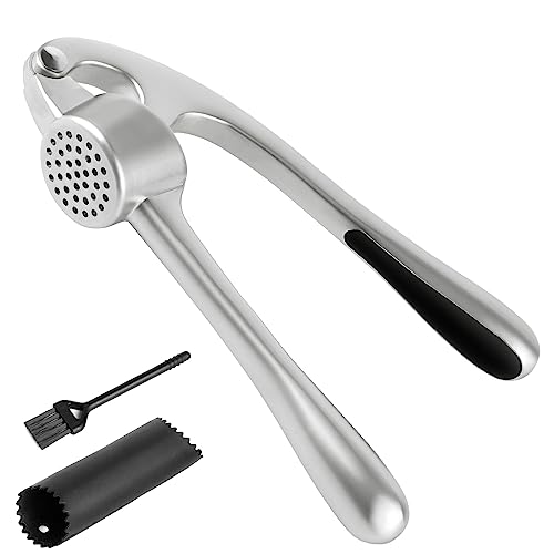 CUESVAP Knoblauchpresse, Garlic Press Crusher knoblauchhacker mit Knoblauch Schäler und Reinigungsbürste von CUESVAP