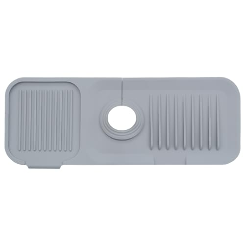 CUIDAKJ 37×14 cm Spüle Splash Guard Matte,Wasserhahn Spritzschutz Silikon Abtropfmatte für Küche Spritzfänger,Tropfschutz Splash Arbeitsplatte,Waschbecken Silikonmatte Bad Spülbecken Organizer-Grau von CUIDAKJ